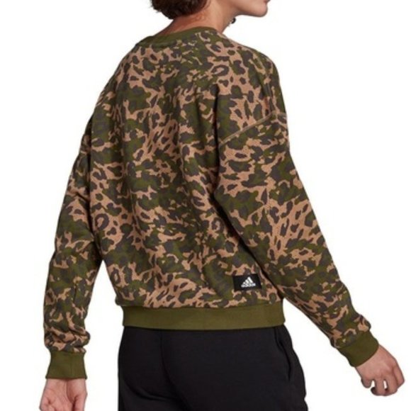 Adidas M Camo Leopard Crop Pullover Sweater​​ - Picture 14 of 14